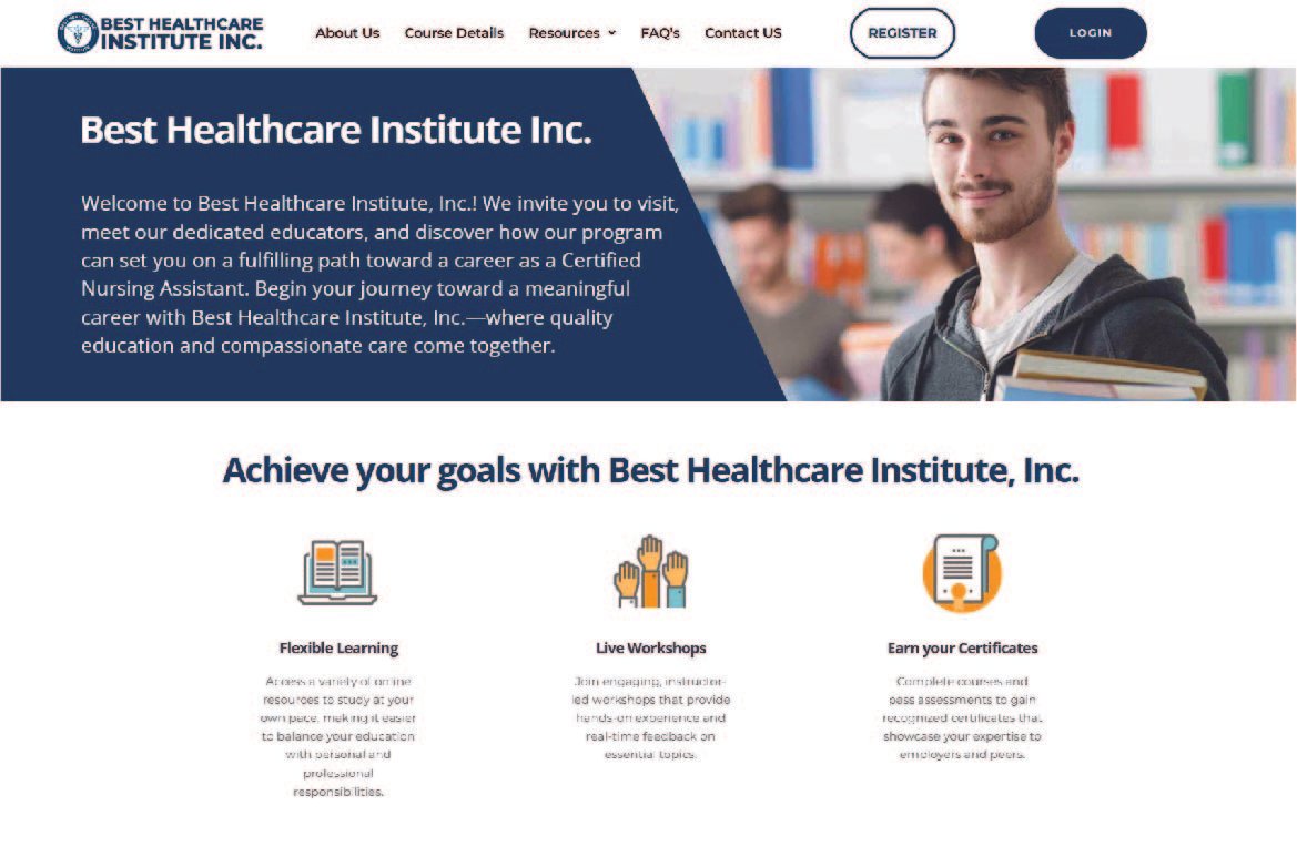 besthealthcareinstitute.com website preview
